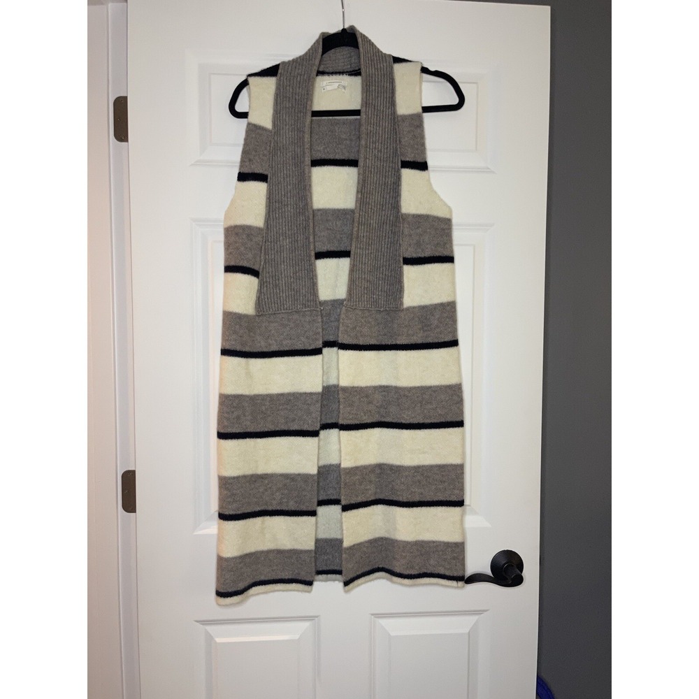 Anthropologie Pencey Long Lined Striped Cardigan Sweater Vest XS